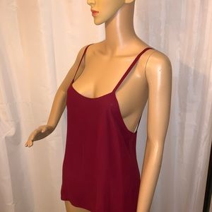vintage CHANEL M/L wine red silk blendTANK TOP